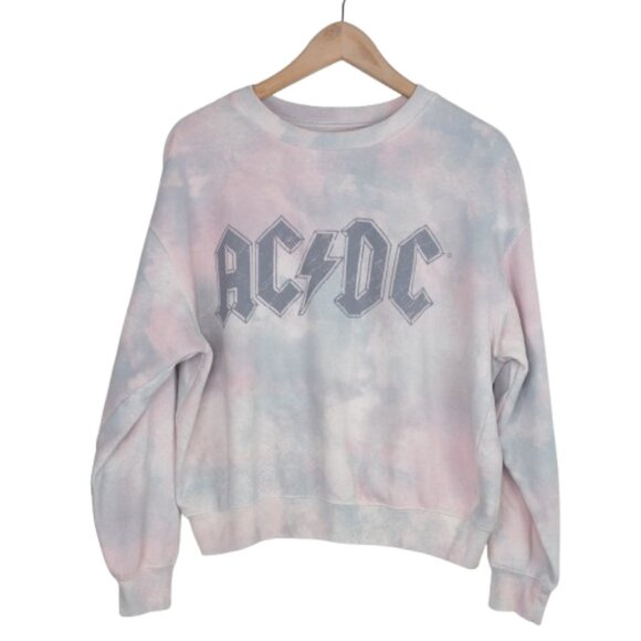 AC/DC Pastel Tie-Dye Logo Crewneck Sweatshirt Women’s Large - Picture 1 of 4